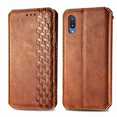 Funda de Cuero Cartera con Soporte Carcasa S01D para Samsung Galaxy A02 Marron