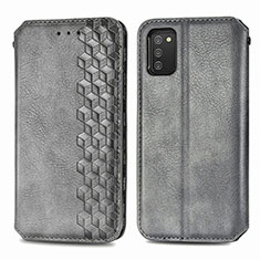 Funda de Cuero Cartera con Soporte Carcasa S01D para Samsung Galaxy A02s Gris