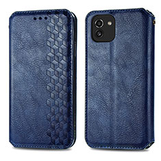 Funda de Cuero Cartera con Soporte Carcasa S01D para Samsung Galaxy A03 Azul