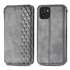 Funda de Cuero Cartera con Soporte Carcasa S01D para Samsung Galaxy A03 Gris