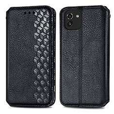 Funda de Cuero Cartera con Soporte Carcasa S01D para Samsung Galaxy A03 Negro