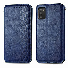 Funda de Cuero Cartera con Soporte Carcasa S01D para Samsung Galaxy A03s Azul