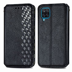 Funda de Cuero Cartera con Soporte Carcasa S01D para Samsung Galaxy A12 Negro