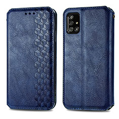 Funda de Cuero Cartera con Soporte Carcasa S01D para Samsung Galaxy A71 4G A715 Azul