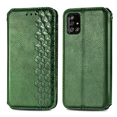 Funda de Cuero Cartera con Soporte Carcasa S01D para Samsung Galaxy A71 4G A715 Verde