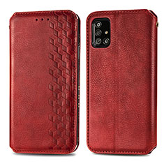 Funda de Cuero Cartera con Soporte Carcasa S01D para Samsung Galaxy A71 5G Rojo