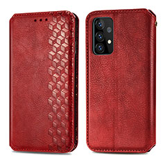 Funda de Cuero Cartera con Soporte Carcasa S01D para Samsung Galaxy A72 4G Rojo