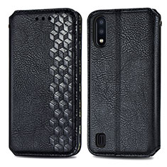 Funda de Cuero Cartera con Soporte Carcasa S01D para Samsung Galaxy M01 Negro