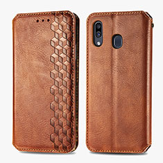 Funda de Cuero Cartera con Soporte Carcasa S01D para Samsung Galaxy M10S Marron