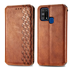 Funda de Cuero Cartera con Soporte Carcasa S01D para Samsung Galaxy M31 Prime Edition Marron