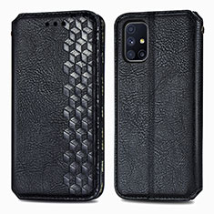 Funda de Cuero Cartera con Soporte Carcasa S01D para Samsung Galaxy M51 Negro