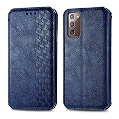 Funda de Cuero Cartera con Soporte Carcasa S01D para Samsung Galaxy Note 20 5G Azul