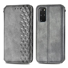 Funda de Cuero Cartera con Soporte Carcasa S01D para Samsung Galaxy S20 Plus Gris