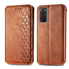 Funda de Cuero Cartera con Soporte Carcasa S01D para Samsung Galaxy S20 Plus Marron