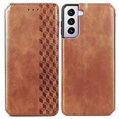 Funda de Cuero Cartera con Soporte Carcasa S01D para Samsung Galaxy S21 FE 5G Marron