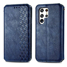 Funda de Cuero Cartera con Soporte Carcasa S01D para Samsung Galaxy S24 Ultra 5G Azul