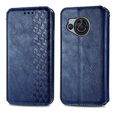 Funda de Cuero Cartera con Soporte Carcasa S01D para Sharp Aquos R8 Azul