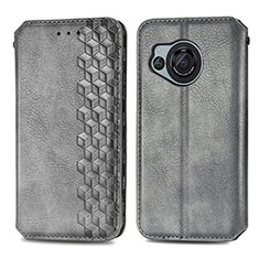 Funda de Cuero Cartera con Soporte Carcasa S01D para Sharp Aquos R8 Gris