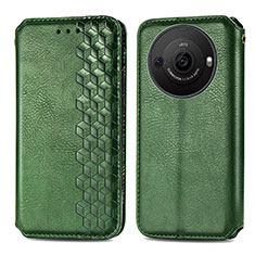 Funda de Cuero Cartera con Soporte Carcasa S01D para Sharp Aquos R8 Pro Verde