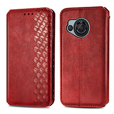 Funda de Cuero Cartera con Soporte Carcasa S01D para Sharp Aquos R8 Rojo