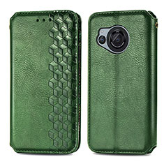 Funda de Cuero Cartera con Soporte Carcasa S01D para Sharp Aquos R8s Verde