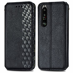 Funda de Cuero Cartera con Soporte Carcasa S01D para Sony Xperia 1 III Negro