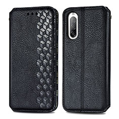 Funda de Cuero Cartera con Soporte Carcasa S01D para Sony Xperia 10 II Negro