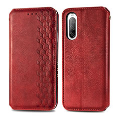 Funda de Cuero Cartera con Soporte Carcasa S01D para Sony Xperia 10 II Rojo