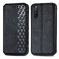 Funda de Cuero Cartera con Soporte Carcasa S01D para Sony Xperia 10 III Lite Negro