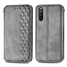 Funda de Cuero Cartera con Soporte Carcasa S01D para Sony Xperia 10 III SO-52B Gris