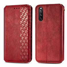 Funda de Cuero Cartera con Soporte Carcasa S01D para Sony Xperia 10 III SO-52B Rojo