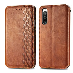 Funda de Cuero Cartera con Soporte Carcasa S01D para Sony Xperia 10 V Marron