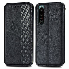 Funda de Cuero Cartera con Soporte Carcasa S01D para Sony Xperia 5 III Negro