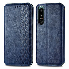 Funda de Cuero Cartera con Soporte Carcasa S01D para Sony Xperia 5 IV Azul