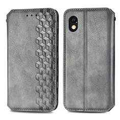 Funda de Cuero Cartera con Soporte Carcasa S01D para Sony Xperia Ace III SOG08 Gris