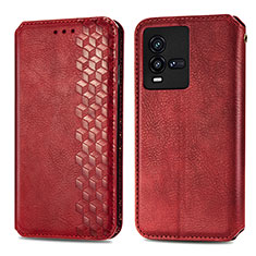 Funda de Cuero Cartera con Soporte Carcasa S01D para Vivo iQOO 10 5G Rojo