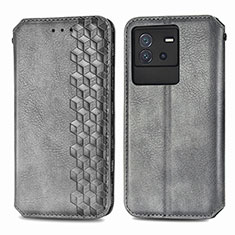 Funda de Cuero Cartera con Soporte Carcasa S01D para Vivo iQOO Neo6 5G Gris