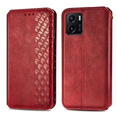 Funda de Cuero Cartera con Soporte Carcasa S01D para Vivo iQOO U5x Rojo