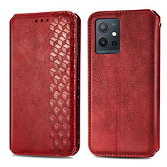 Funda de Cuero Cartera con Soporte Carcasa S01D para Vivo iQOO Z6 5G Rojo