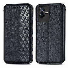 Funda de Cuero Cartera con Soporte Carcasa S01D para Vivo iQOO Z6x Negro