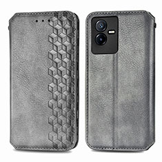 Funda de Cuero Cartera con Soporte Carcasa S01D para Vivo T2x 5G Gris