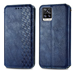 Funda de Cuero Cartera con Soporte Carcasa S01D para Vivo V20 (2021) Azul