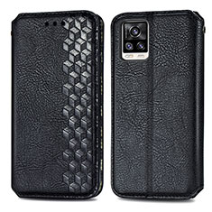 Funda de Cuero Cartera con Soporte Carcasa S01D para Vivo V20 (2021) Negro