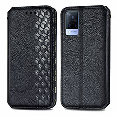 Funda de Cuero Cartera con Soporte Carcasa S01D para Vivo V21 5G Negro