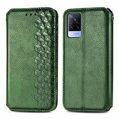 Funda de Cuero Cartera con Soporte Carcasa S01D para Vivo V21 5G Verde