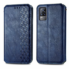 Funda de Cuero Cartera con Soporte Carcasa S01D para Vivo V21e 4G Azul