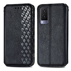 Funda de Cuero Cartera con Soporte Carcasa S01D para Vivo V21e 5G Negro