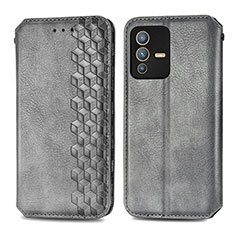 Funda de Cuero Cartera con Soporte Carcasa S01D para Vivo V23 5G Gris