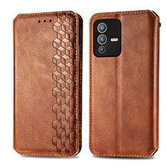 Funda de Cuero Cartera con Soporte Carcasa S01D para Vivo V23 5G Marron