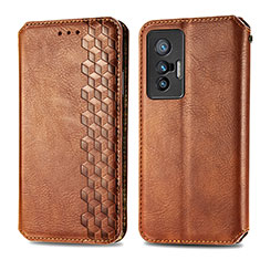 Funda de Cuero Cartera con Soporte Carcasa S01D para Vivo X70 5G Marron